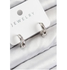 Pirinç Zirkon Taşlı Halka Model Gümüş Renk Kadın Küpe - TJ-BKP11076