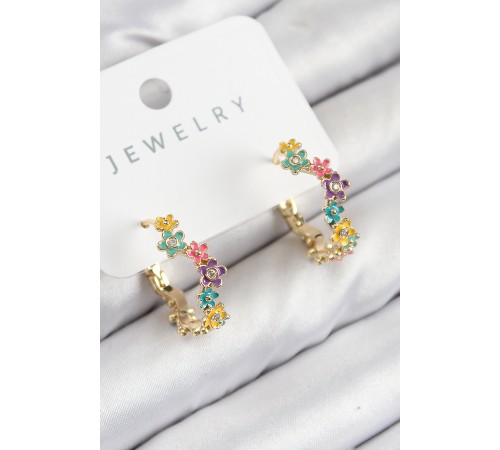 Pirinç Renkli Papatya Model Gold Renk Kadın Küpe - TJ-BKP11077