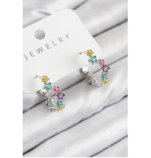 Pirinç Renkli Papatya Model Gümüş Renk Kadın Küpe - TJ-BKP11078