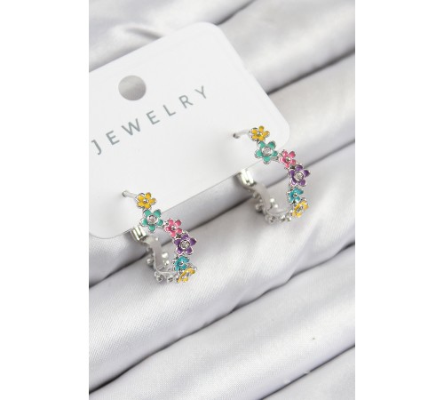 Pirinç Renkli Papatya Model Gümüş Renk Kadın Küpe - TJ-BKP11078