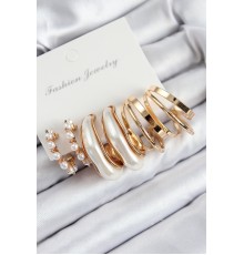 Pirinç İncili Halka Model Gold Renk Kadın Set Küpe - TJ-BKP11086