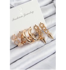 Pirinç Halka Ve Zincir Model Gold Renk Kadın Set Küpe - TJ-BKP11088