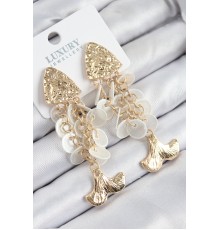 Pirinç Sallantılı Sedefli Balık Model Gold Renk Kadın Küpe - TJ-BKP11090