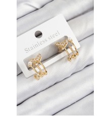 Pirinç Zirkon Taşlı İnci Detaylı Balık Kuyruğu Model Gold Renk Kadın Küpe - TJ-BKP11093