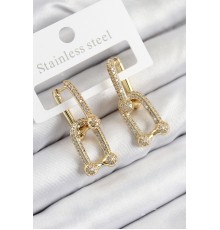 Pirinç Zirkon Taşlı Tifany Model Gold Renk Kadın Küpe - TJ-BKP11095