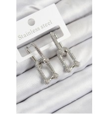 Pirinç Zirkon Taşlı Tifany Model Gümüş Renk Kadın Küpe - TJ-BKP11096