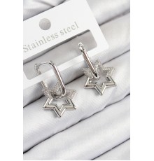 Pirinç Zirkon Taşlı Yıldız Model Gümüş Renk Kadın Küpe - TJ-BKP11100