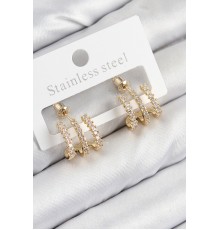 Pirinç Zirkon Taşlı Model Gold Renk Kadın Küpe - TJ-BKP11101