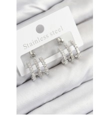 Pirinç Zirkon Taşlı Model Gümüş Renk Kadın Küpe - TJ-BKP11102