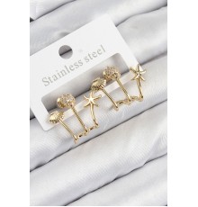 Pirinç Zirkon Taşlı Deniz Yıldızı ve İstiridye Model Gold Renk Kadın Küpe - TJ-BKP11103