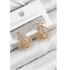 Pirinç Zirkon Taşlı Model Gold Renk Kadın Küpe - TJ-BKP11106