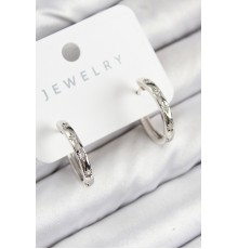 Pirinç Zirkon Taşlı Halka Model Gümüş Renk Kadın Küpe - TJ-BKP11073