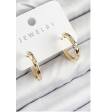 Pirinç Zirkon Taşlı Halka Model Gold Renk Kadın Küpe - TJ-BKP11074