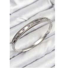 Pirinç Zirkon Taşlı Kutup Yıldızı Model Gümüş Renk Kadın Kelepçe - TJ-BB7678