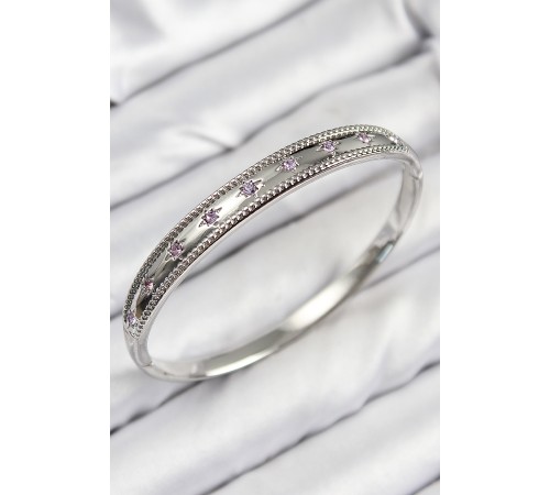 Pirinç Zirkon Taşlı Kutup Yıldızı Model Gümüş Renk Kadın Kelepçe - TJ-BB7678