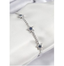 Pirinç Zirkon Taşlı Yıldız Model Gümüş Renk Kadın Bileklik - TJ-BB7700