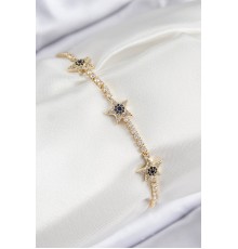 Pirinç Zirkon Taşlı Yıldız Model Gold Renk Kadın Bileklik - TJ-BB7701