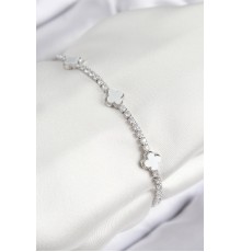 Pirinç Zirkon Taşlı Yonca Model Gümüş Renk Kadın Bileklik - TJ-BB7702