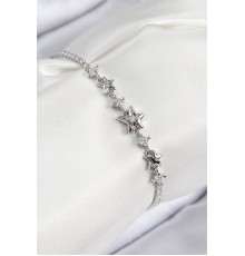 Pirinç Zirkon Taşlı Yıldız Model Gümüş Renk Kadın Bileklik - TJ-BB7706