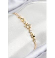 Pirinç Zirkon Taşlı Yıldız Model Gold Renk Kadın Bileklik - TJ-BB7707
