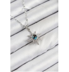 316L Çelik Zirkon Taşlı Kutup Yıldızı Model Gümüş Renk Kadın Kolye - TJ-BKO10443