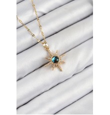 316L Çelik Zirkon Taşlı Kutup Yıldızı Model Gold Renk Kadın Kolye - TJ-BKO10444