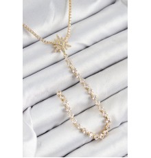 Pirinç Zirkon Taşlı Kutup Yıldızı Model Gümüş Renk Y Kolye - TJ-BKO10448