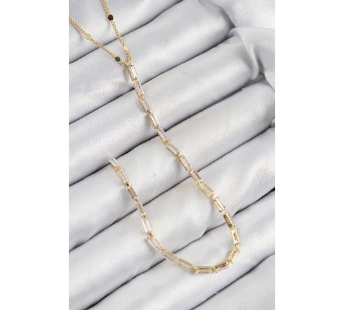 Pirinç Zirkon Taşlı Model Gold Renk Y Kolye - TJ-BKO10450
