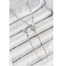 Pirinç Zirkon Taşlı Kutup Yıldızı Model Gümüş Renk Y Kolye - TJ-BKO10453