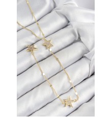 Pirinç Zirkon Taşlı Yıldız Model Gümüş Renk Y Kolye - TJ-BKO10454