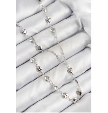 Pirinç Zirkon Taşlı Kalp Model Gümüş Renk Y Kolye - TJ-BKO10456