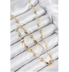 Pirinç Zirkon Taşlı Kalp Model Gold Renk Y Kolye - TJ-BKO10457