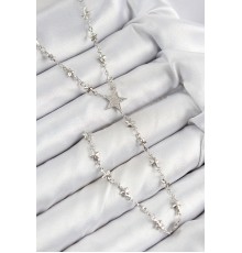 Pirinç Zirkon Taşlı Yıldız Model Gümüş Renk Y Kolye - TJ-BKO10458