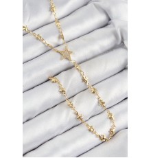 Pirinç Zirkon Taşlı Yıldız Model Gold Renk Y Kolye - TJ-BKO10459