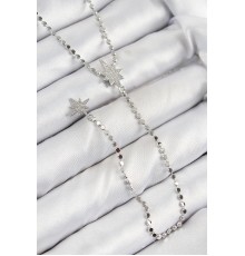 Pirinç Zirkon Taşlı Ezme Zincirli Kutup Yıldızı Model Gümüş Renk Y Kolye - TJ-BKO10462