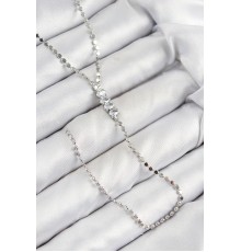 Pirinç Zirkon Taşlı Ezme Zincirli Model Gümüş Renk Y Kolye - TJ-BKO10464