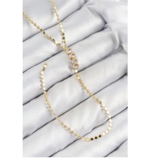 Pirinç Zirkon Taşlı Ezme Zincirli Model Gold Renk Y Kolye - TJ-BKO10465