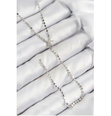 Pirinç Zirkon Taşlı Ezme Zincirli Deniz Yıldızı Model Gümüş Renk Y Kolye - TJ-BKO10466