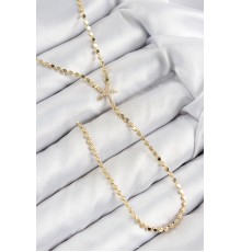 Pirinç Zirkon Taşlı Ezme Zincirli Deniz Yıldızı Model Gold Renk Y Kolye - TJ-BKO10467