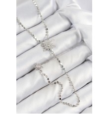 Pirinç Zirkon Taşlı Ezme Zincirli Kutup Yıldızı Model Gümüş Renk Y Kolye - TJ-BKO10468