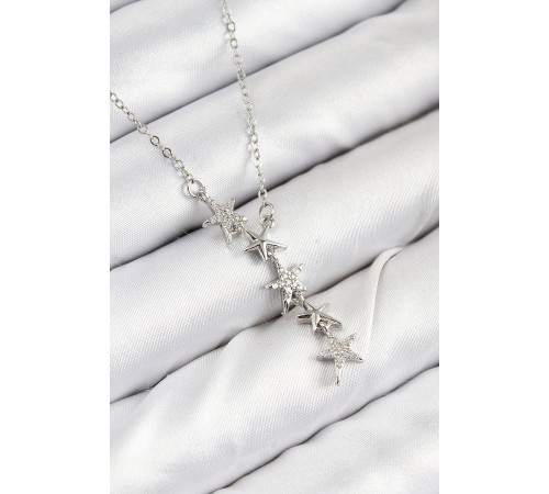 316L Çelik Yıldız Model Gümüş Renk Kadın Kolye - TJ-BKO10475