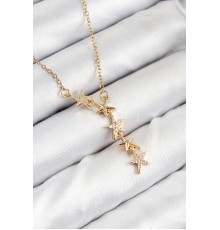 316L Çelik Yıldız Model Gold Renk Kadın Kolye - TJ-BKO10476