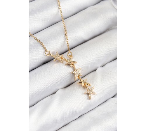 316L Çelik Yıldız Model Gold Renk Kadın Kolye - TJ-BKO10476