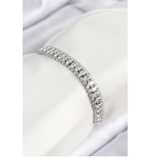 Pirinç Zirkon Taşlı Tennıs Model Gümüş Renk Asansörlü Kadın Bileklik - TJ-BB7716