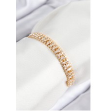 Pirinç Zirkon Taşlı Tennıs Model Gold Renk Asansörlü Kadın Bileklik - TJ-BB7717