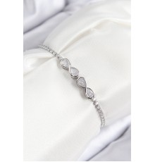 Pirinç Zirkon Taşlı Sonsuzluk Model Gümüş Renk Asansörlü Kadın Bileklik - TJ-BB7720