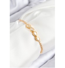 Pirinç Zirkon Taşlı Sonsuzluk Model Gold Renk Asansörlü Kadın Bileklik - TJ-BB7721