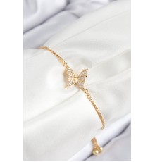 Pirinç Zirkon Taşlı Model Gold Renk Asansörlü Kadın Bileklik - TJ-BB7725