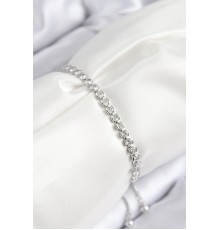 Pirinç Zirkon Taşlı Sıralı Model Gümüş Renk Asansörlü Kadın Bileklik - TJ-BB7726