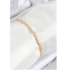 Pirinç Zirkon Taşlı Sıralı Model Gold Renk Asansörlü Kadın Bileklik - TJ-BB7727